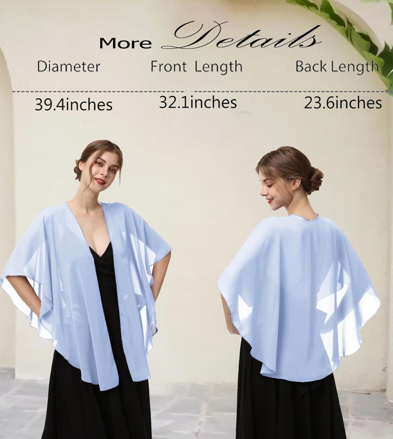 Hotshawl Womens Chiffon Shawls and Wraps, Wedding Party Shawl Scarf for Evening Dresses (Light Blue) - Image 5